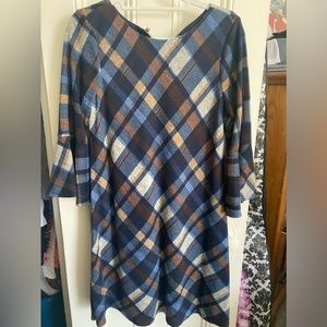 JH Medium Plaid Dress with Flutter Sleeves